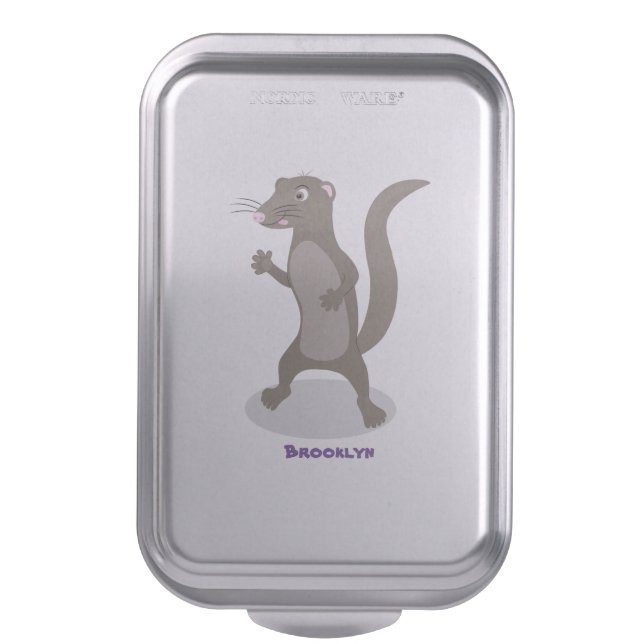 Cute mongoose cartoon illustration cake pan (Front Vertical)
