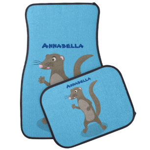 Cute mongoose cartoon illustration car floor mat