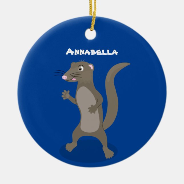 Cute mongoose cartoon illustration ceramic ornament (Front)