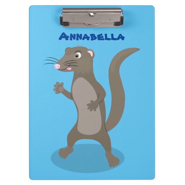 Cute mongoose cartoon illustration clipboard (Front)