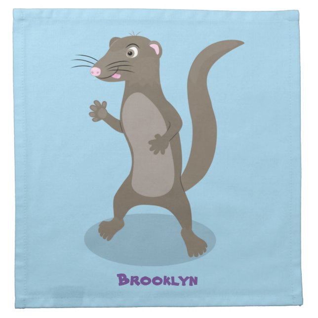 Cute mongoose cartoon illustration cloth napkin (Front)