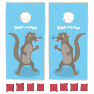 Cute mongoose cartoon illustration cornhole set