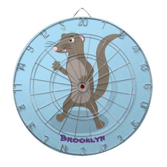 Cute mongoose cartoon illustration dart board (Front)