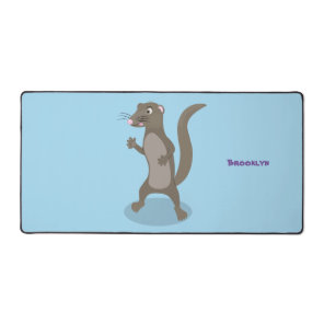 Cute mongoose cartoon illustration desk mat