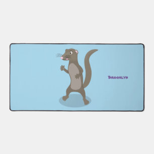 Cute mongoose cartoon illustration desk mat