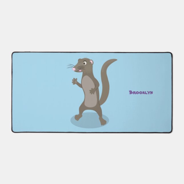 Cute mongoose cartoon illustration desk mat (Front)