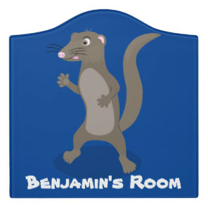 Cute mongoose cartoon illustration door sign