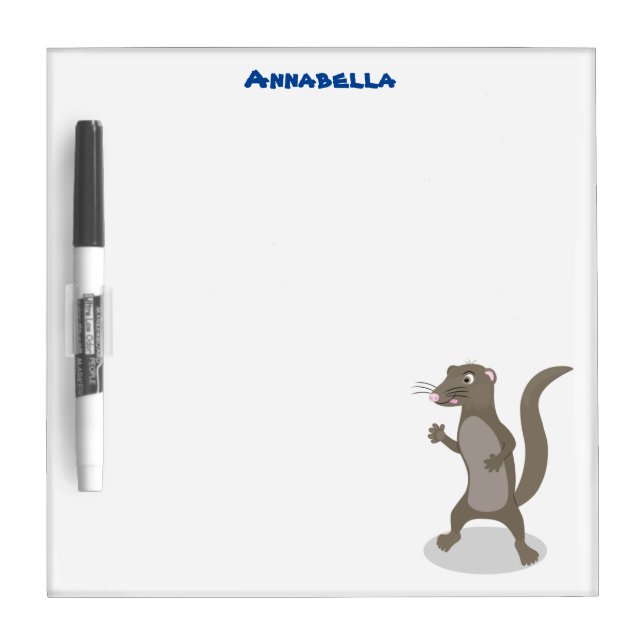 Cute mongoose cartoon illustration dry erase board (Front)