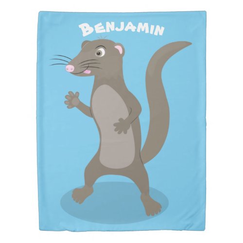 Cute mongoose cartoon illustration duvet cover