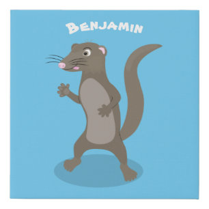 Cute mongoose cartoon illustration faux canvas print
