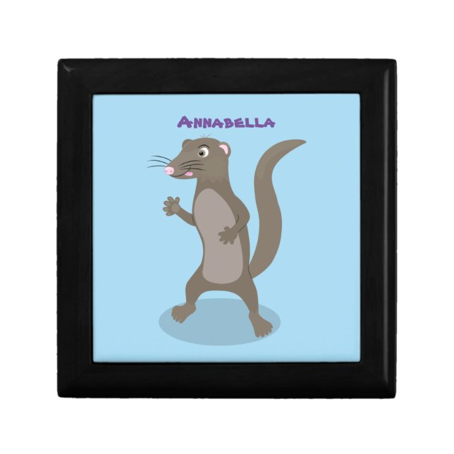 Cute mongoose cartoon illustration gift box (Front)