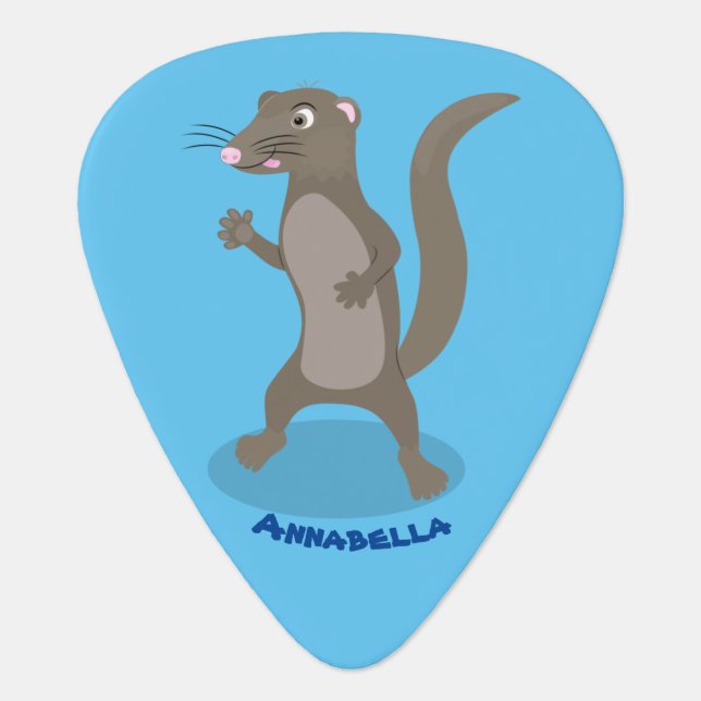 Cute mongoose cartoon illustration guitar pick (Front)