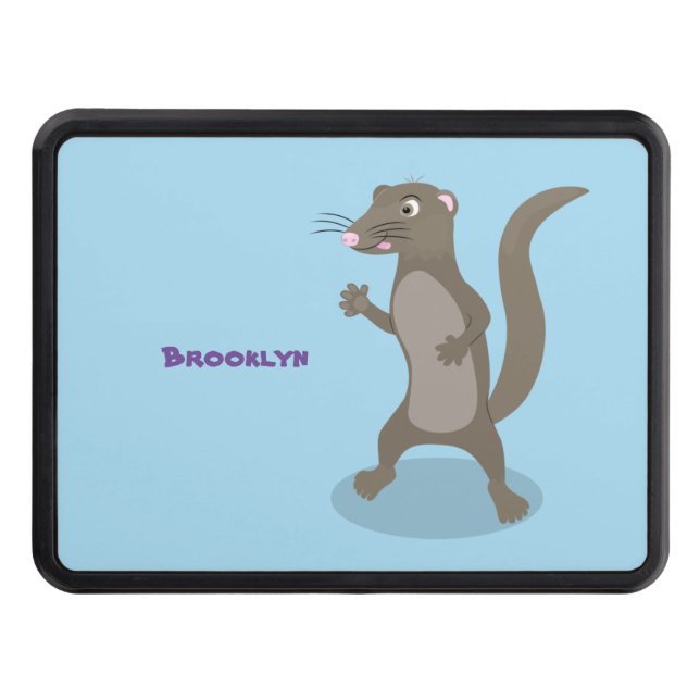 Cute mongoose cartoon illustration hitch cover (Front)