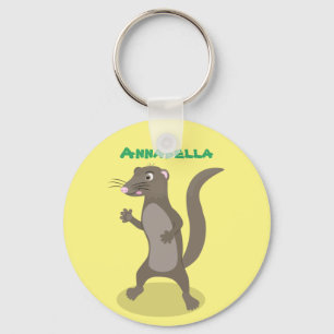 Cute mongoose cartoon illustration keychain