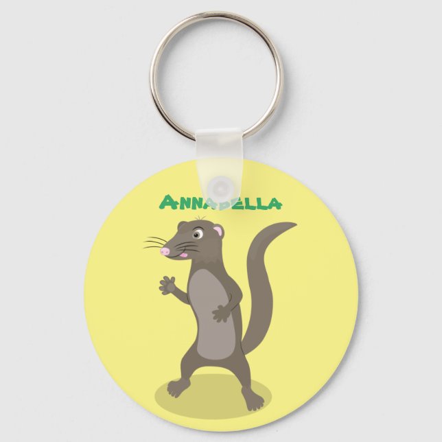 Cute mongoose cartoon illustration keychain (Front)