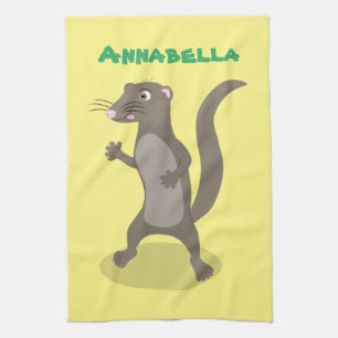 Cute mongoose cartoon illustration kitchen towel