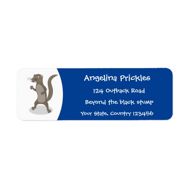 Cute mongoose cartoon illustration label (Front)
