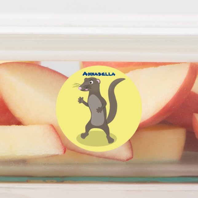Cute mongoose cartoon illustration labels (Affixed)