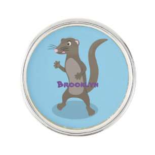Cute mongoose cartoon illustration lapel pin
