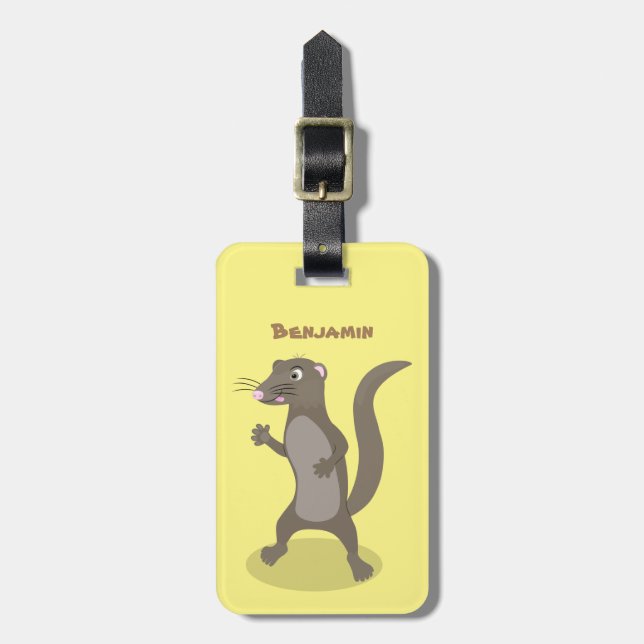 Cute mongoose cartoon illustration luggage tag (Front Vertical)