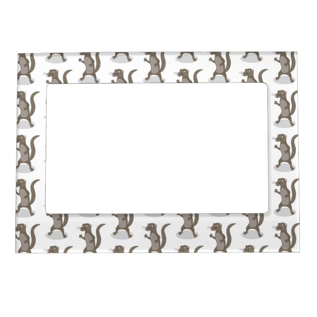 Cute mongoose cartoon illustration magnetic frame (Front)