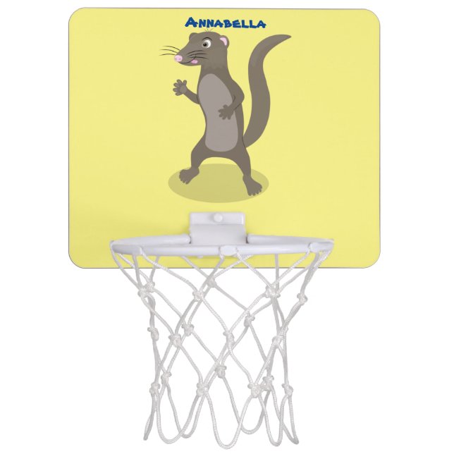 Cute mongoose cartoon illustration mini basketball hoop (Front)
