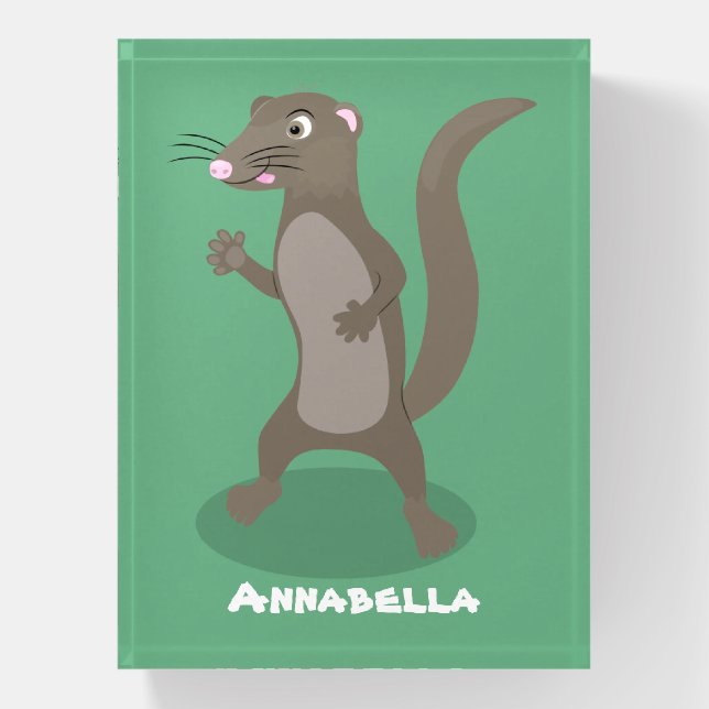 Cute mongoose cartoon illustration paperweight (Vertical)