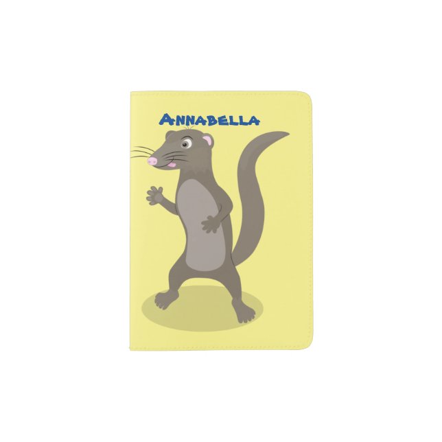 Cute mongoose cartoon illustration passport holder (Front)