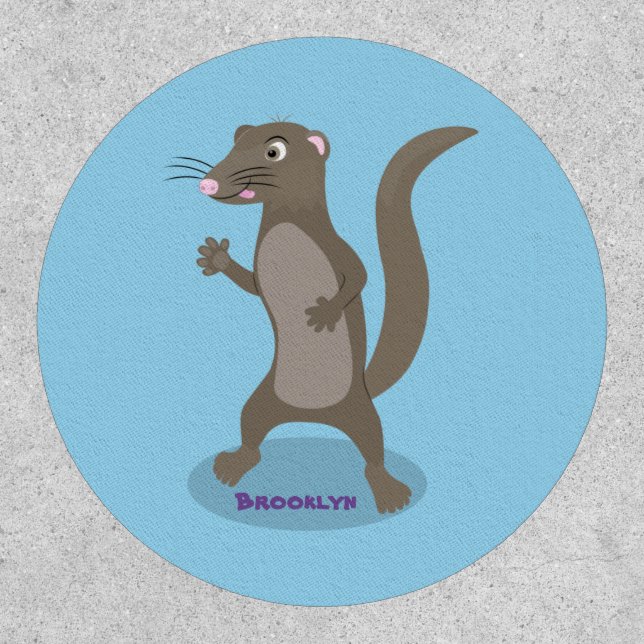 Cute mongoose cartoon illustration patch (Front)