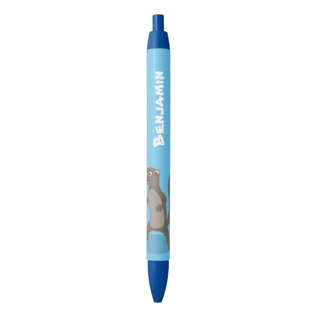 Cute mongoose cartoon illustration pen (Front Vertical)