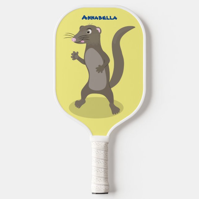Cute mongoose cartoon illustration pickleball paddle (Front)
