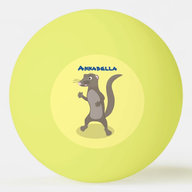 Cute mongoose cartoon illustration ping pong ball (Front)