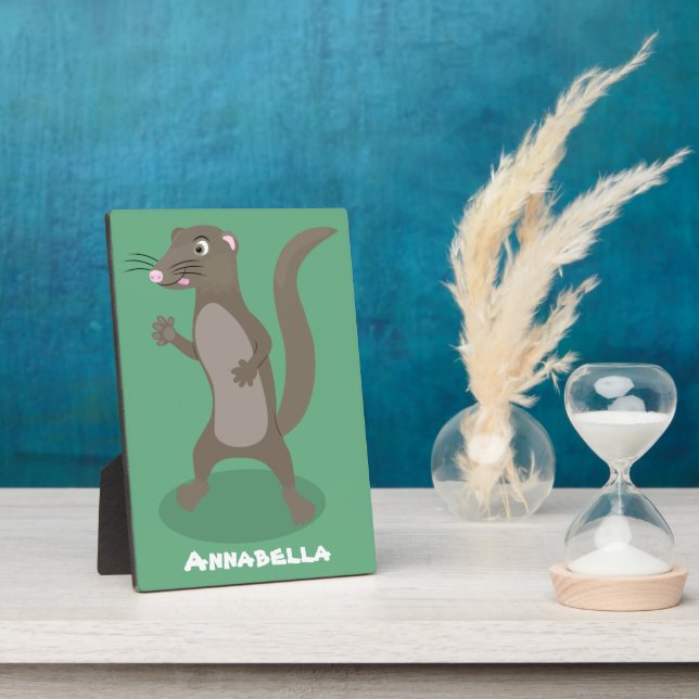 Cute mongoose cartoon illustration plaque (Side)