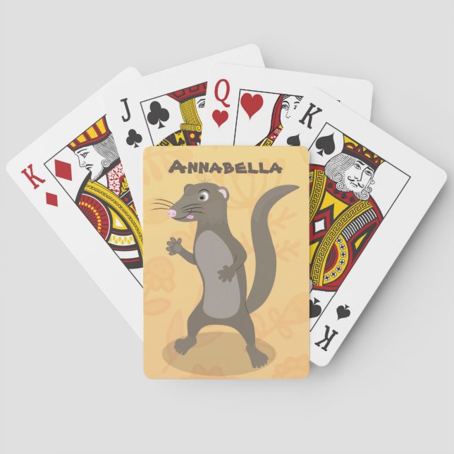 Cute mongoose cartoon illustration poker cards (Back)