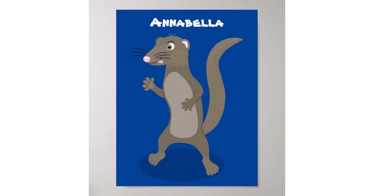 Cute mongoose cartoon illustration poster | Zazzle