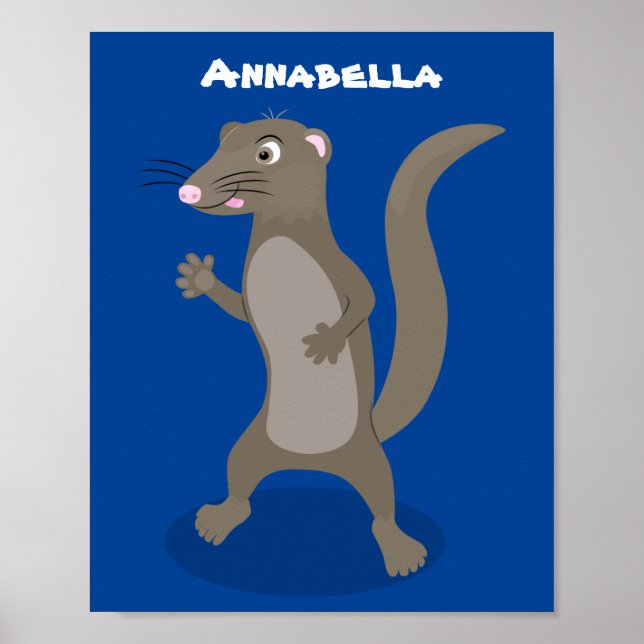 Cute mongoose cartoon illustration poster (Front)