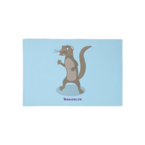 Cute mongoose cartoon illustration rug