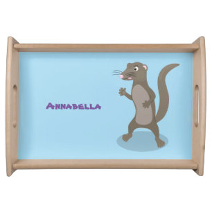 Cute mongoose cartoon illustration serving tray