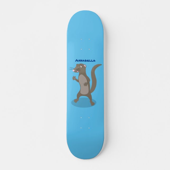 Cute mongoose cartoon illustration skateboard (Front)