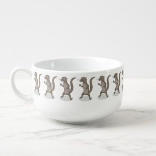 Cute mongoose cartoon illustration soup mug