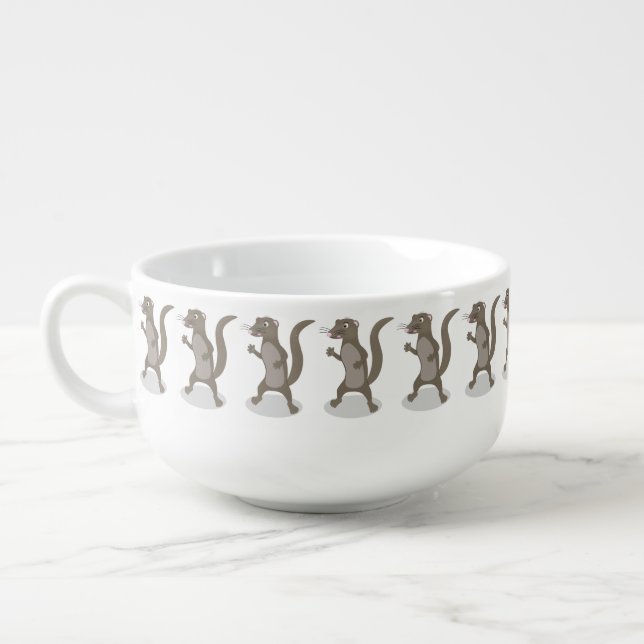 Cute mongoose cartoon illustration soup mug (Right)