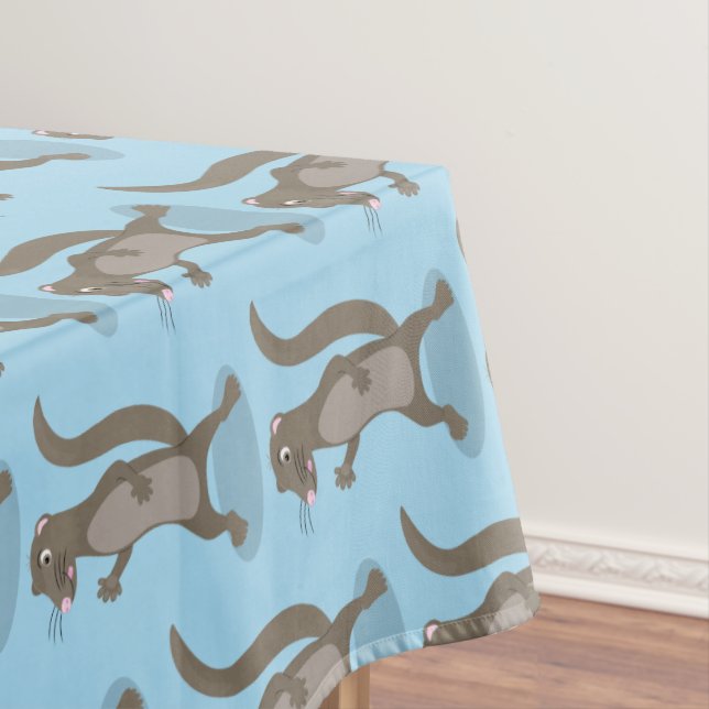 Cute mongoose cartoon illustration tablecloth (In Situ)