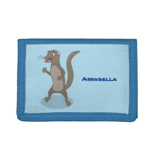 Cute mongoose cartoon illustration trifold wallet