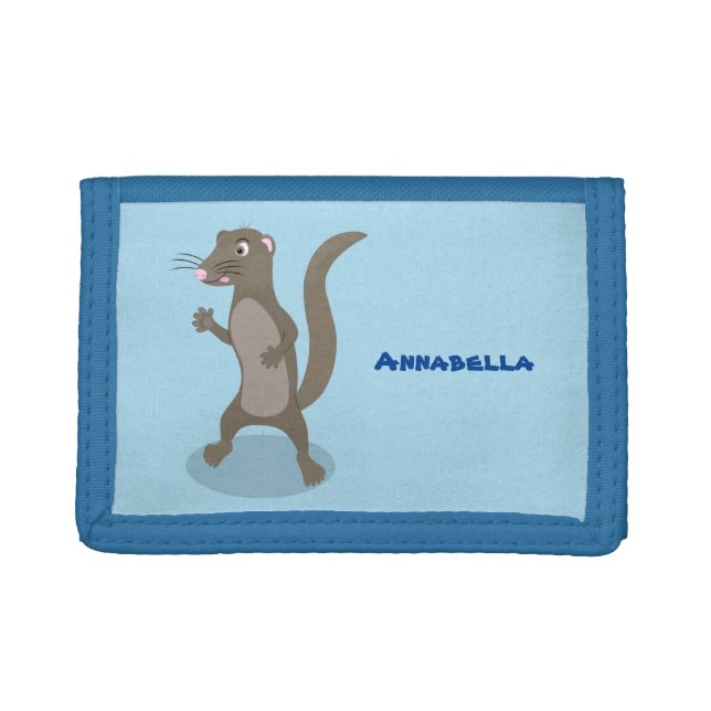 Cute mongoose cartoon illustration trifold wallet (Front)