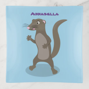 Cute mongoose cartoon illustration trinket tray