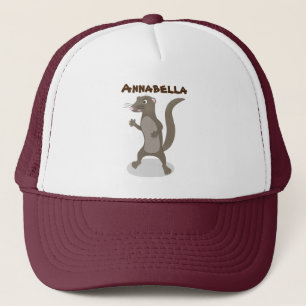 Cute mongoose cartoon illustration trucker hat