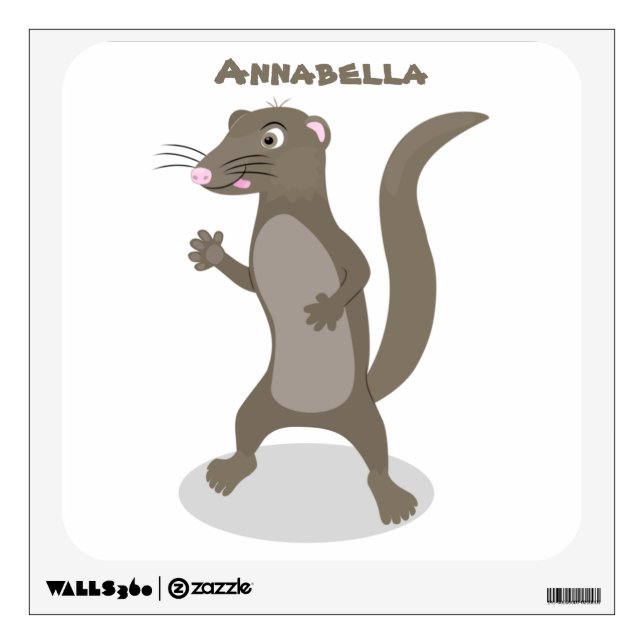 Cute mongoose cartoon illustration wall decal (Front)