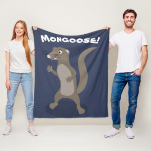 Cute mongoose happy cartoon illustration fleece blanket