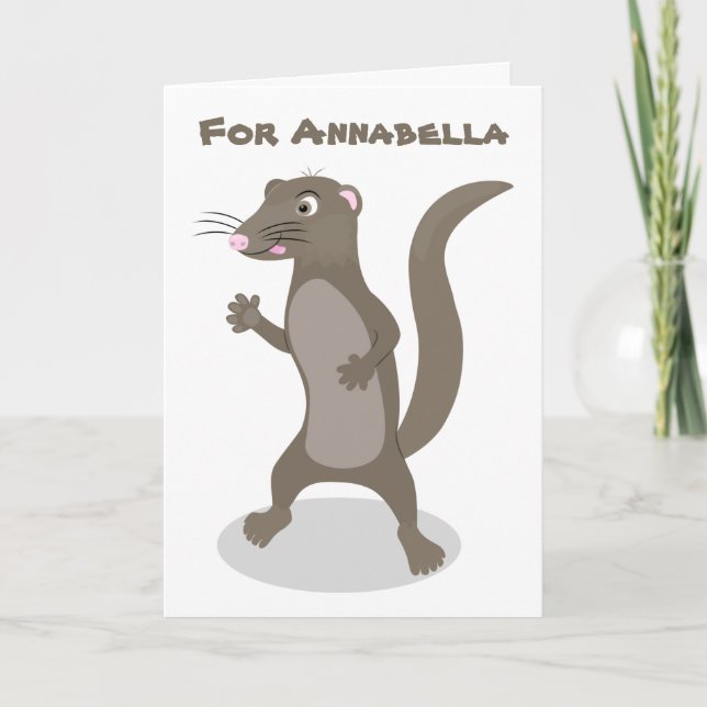 Cute mongoose personalized cartoon birthday card (Front)