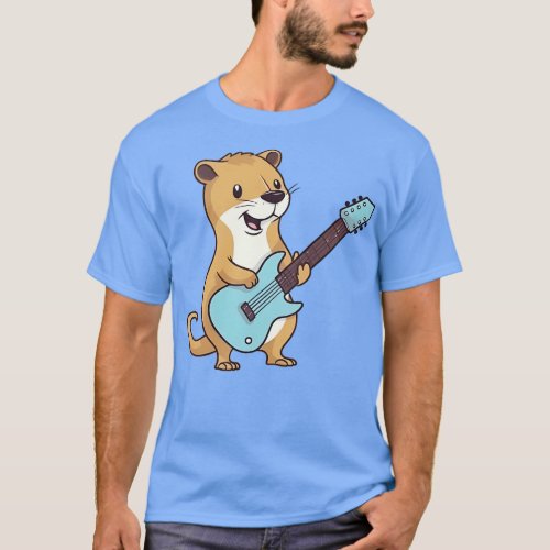 Cute mongoose playing guitar 1 T_Shirt